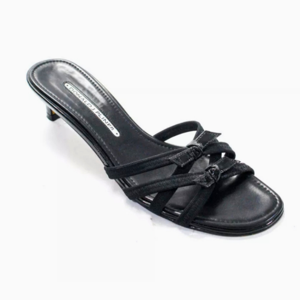 Donald BOW SLIDE ON SANDAL HEELS BLACK SIZE 8.5 M